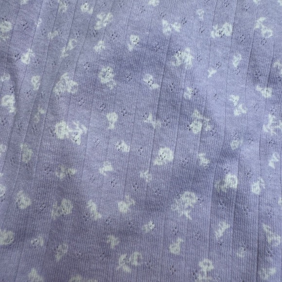 Pink Republic Lilac Floral Ribbed Cropped Top‎ Baby Tee Women's Size Medium - Picture 4 of 4